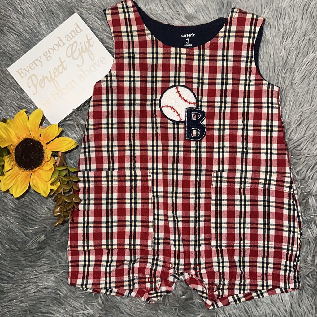 Carter's Red And White Plaid Bodysuit One Piece Size 3m